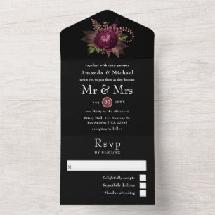 Burgundy - Marsala e Floral Casamento Rose Gold Al