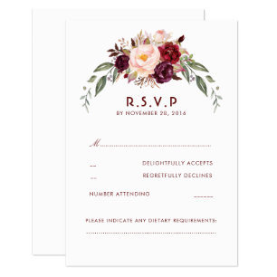Burgundy Marsala Floral RSVP