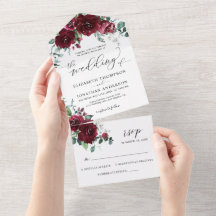Burgundy Marsala Red Floral Detalhes do Casamento