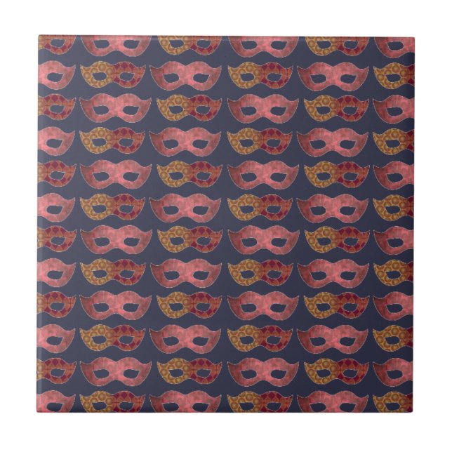 Burgundy Masquerade Masks Pattern (Frente)