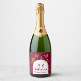 Burgundy Moderno Borboletas Douradas Aniversário F