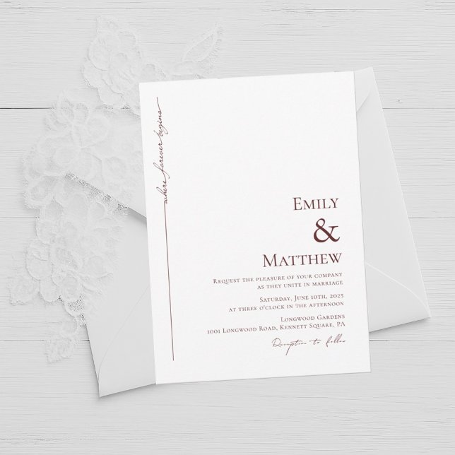 Burgundy Onde Forever Começa Convite De Casamento (Criador carregado)