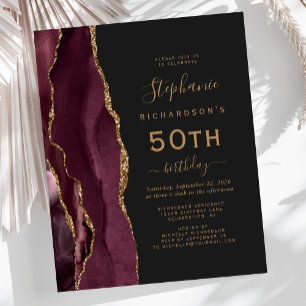 Burgundy Orçamento Ágata Dourada Escura Aniversári