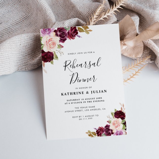 burgundy outono convite para janto de ensaio flora (Criador carregado)