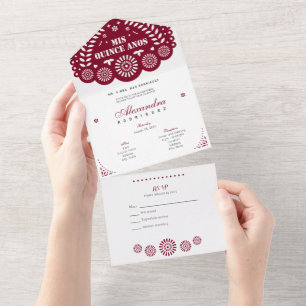 Burgundy Papel Picado Mis Quince Años