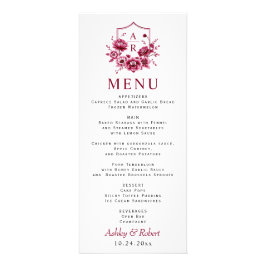 Burgundy peony flores de casamento cartão de menu