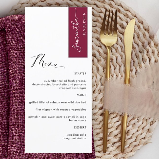 Burgundy Personalizado com o Menu Elegante de Nome (Criador carregado)