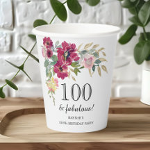 Burgundy Pink Floral 100º Aniversário