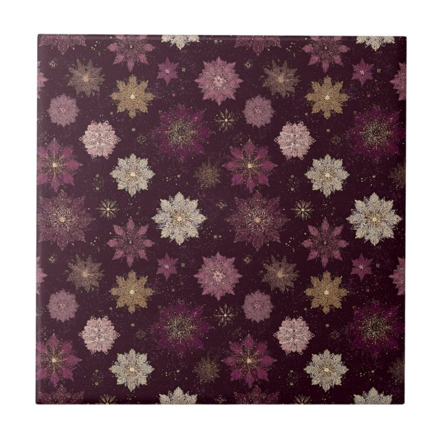 Burgundy Poinsettia Christmas Pattern (4) (Frente)