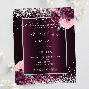 Burgundy prata floral convite para casamento