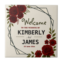 Burgundy Red & Black Geometric Wedding Modern