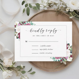 Burgundy Red Blooms Boho Casamento RSVP