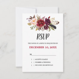 Burgundy Red Floral Boho RSVP