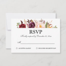 Burgundy Red Floral Boho RSVP