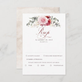Burgundy Red Foliage Boho Weding RSVP