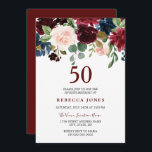 Burgundy Red Wine Floral 50º Aniversário Convite<br><div class="desc">Burgundy Red Wine Floral 50º Aniversário Convide Ver coleção correspondente em Niche e Nest Store Também temos muitos outros convites e coleções.</div>