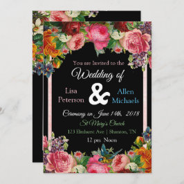 Burgundy Rosas Bird Floral Casamento Convite