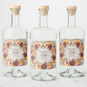 Burgundy Rust Orange Floral Women's 50th Birthday