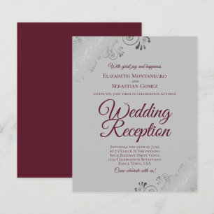 Burgundy sobre o convite à Recepção de casamento d