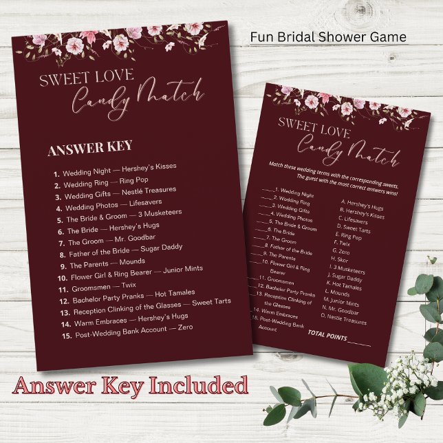 Burgundy Sweet Love Candy Match Answer Key (Criador carregado)
