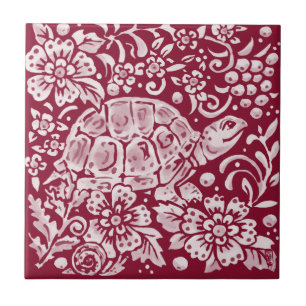 Burgundy Turtle Snail Floresta Floral Animal 