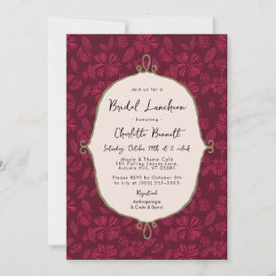 Burgundy Vintage Floral Bridal Convite