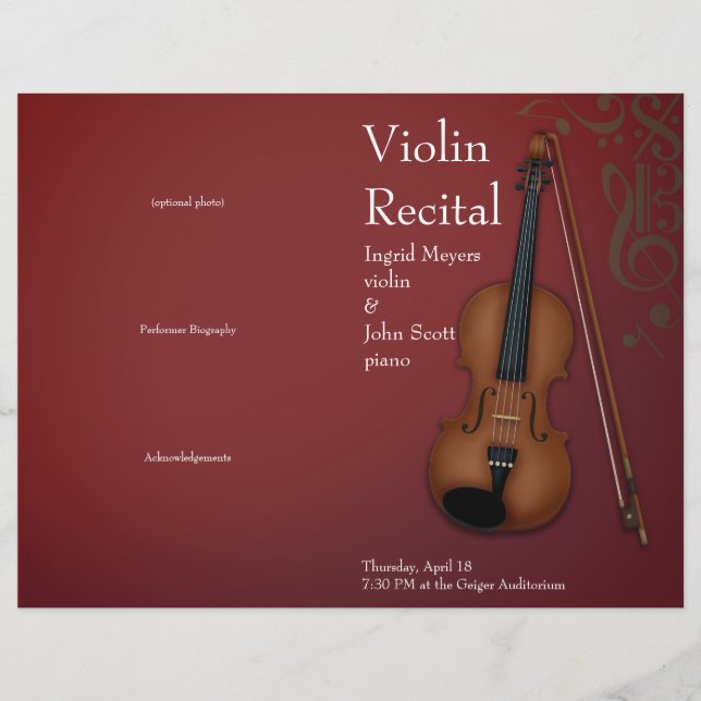 Burgundy Violin Viola Dobrou o Considerando (Frente)