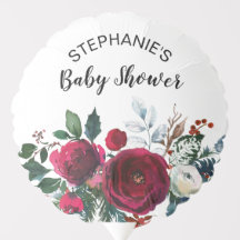 Burgundy Watercolor Flores de inverno Aniversário