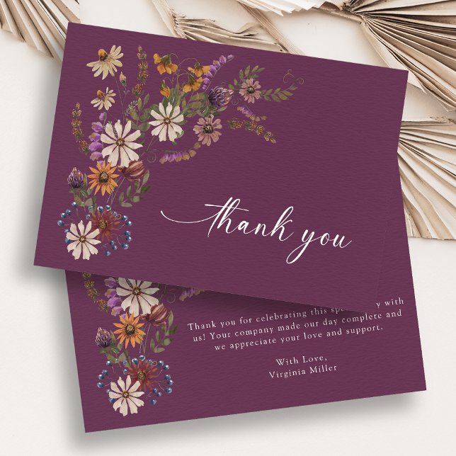 Burgundy Wildflower Obrigado Cartões (Burgundy Wildflower Thank You Cards
)