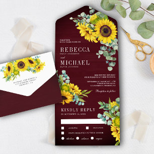 Burgundy Wood Sunflower e Eucalyptus Weding