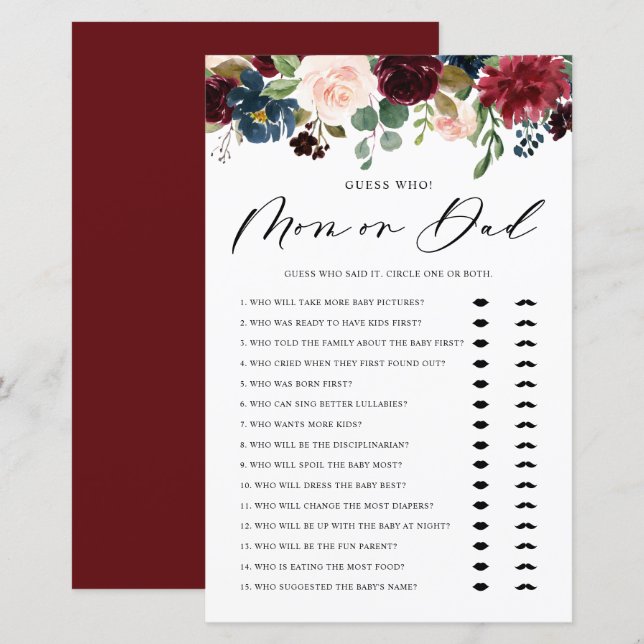 Burgunte adivinha quem é a mãe ou o jogo do Chá de (Frente/Verso)