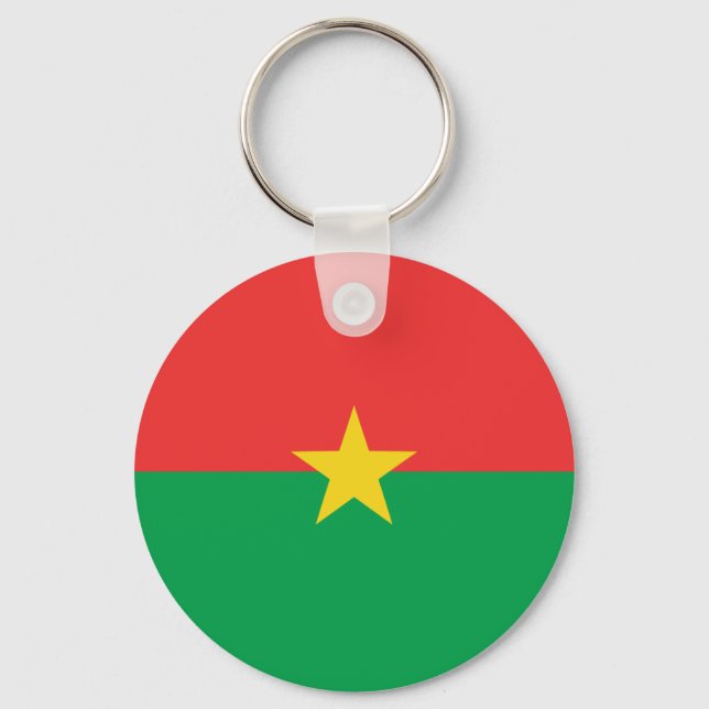 Burkina Faso Fisheye Flag Chaveiro (Frente)