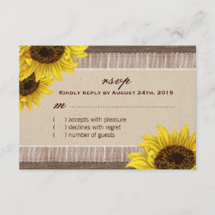 Burlap and Lace, Placas RSVP de Girassol