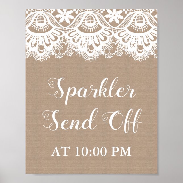 Burlap and Lace Sparkler Enviar Poster (Frente)