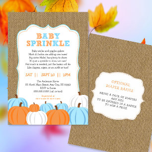 Burlap Boy Pumpkin bebê sprinkle convite