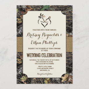 Burlap + Deer Hunting Camo Convites De Casamento