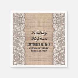 Burlap e white lace lindos guardanapos de papel el