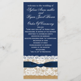 Burlap FAUX, programas de casamento apressados, du