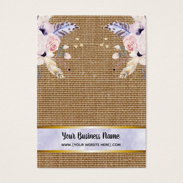Burlap Flowers Boho Earrando Placas de Exibição (Frente)