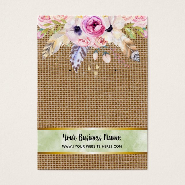 Burlap Flowers Boho Earrando Placas de Exibição (Frente)