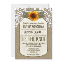 Burlap Lace Mason Jar Casamentos Convites