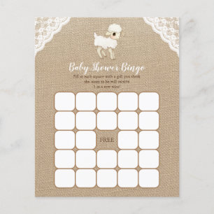 Burlap Little Lamb Chá de fraldas Bingo