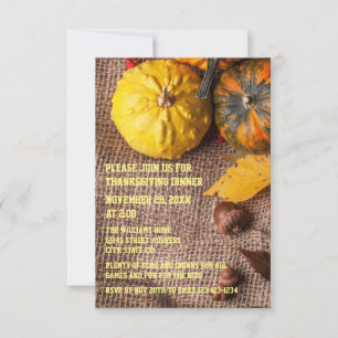 Burlap & Pumpkins - Convite para Jantar de Ação de