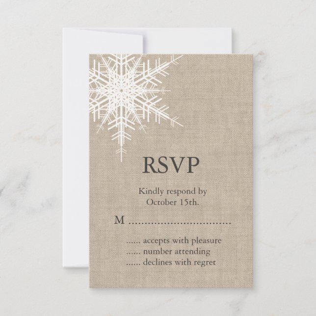 Burlap Snowflake RSVP (Frente)