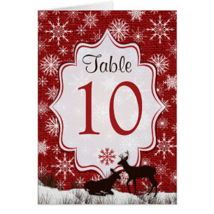 Burlap Vermelho, Flocos De Neve, Cartão De Númer