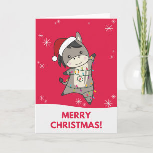 Burro Natal Burros Animais de Inverno Cartão