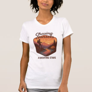 Buscando Pôrs do sol e disparando camiseta Estrela