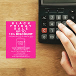 Business Black Friday Sale no Flyer Rosa<br><div class="desc">Folheto personalizável com a venda de Black Friday, seu nome comercial e outras informações da sua empresa, um material de marketing que pode ser usado para atrair mais clientes. Personalize-o e distribua-o para atrair mais clientes para comprar seus produtos ou clientes para gostar de seus serviços. As cores design são...</div>