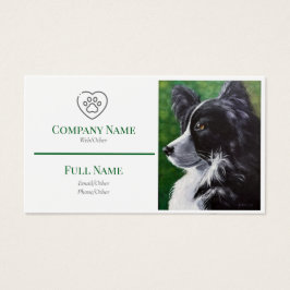 business card with a black and white dog