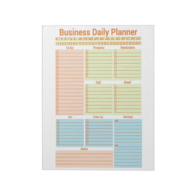 Business Daily Planner, Bloco de Notas de Ano Novo (Invertido)
